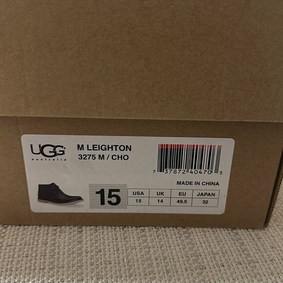 UGG 15 Men’s Leighton 3275 M Chocolate Brown Tan Soles Leather Twinsole Boots - Picture 14 of 16